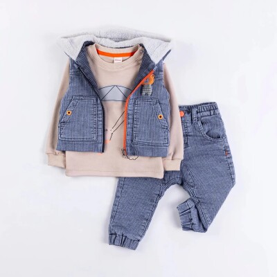 Wholesale Baby Boys 3-Piece Vest, Sweatshirt and Pants Set 6-18M Minibombili 1005-6546 - Minibombili (1)