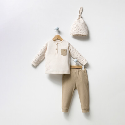 Wholesale Baby Boys 3-Pieces Body, Hat and Pants Set 3-18M Bubbles 2040-3037 - 2