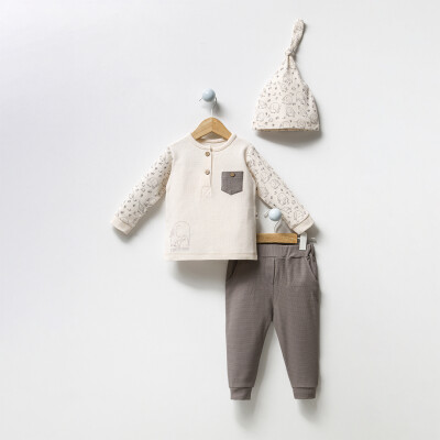 Wholesale Baby Boys 3-Pieces Body, Hat and Pants Set 3-18M Bubbles 2040-3037 - 3