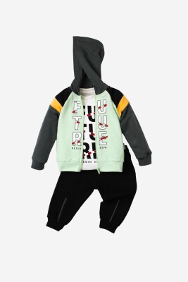 Wholesale Baby Boys 3-Pieces Jacket, Body and Pants Set 9-24M Kidexs 1026-90102 Mint Green 