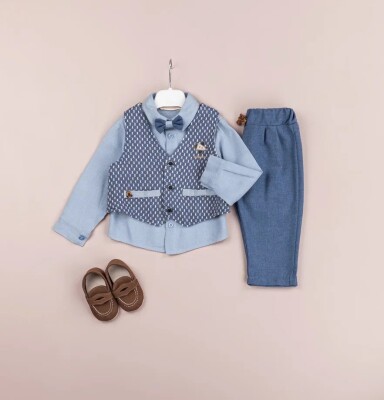 Wholesale Baby Boys 3-Pieces Vest, Shirt and Pants Set 6-18M BabyRose 1002-4532 Blue
