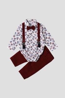 Wholesale Baby Boys 4-Piece Shirt Pants Suspender and Bowtie 6-24M Kidexs 1026-35040 - 2
