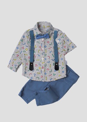 Wholesale Baby Boys 4-Piece Shirt Pants Suspender and Bowtie 6-24M Kidexs 1026-35046 - 2