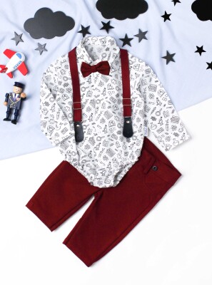 Wholesale Baby Boys 4-Piece Shirt Sets with Pants Bowtie and Suspender 6-24M Kidexs 1026-35059 - Kidexs