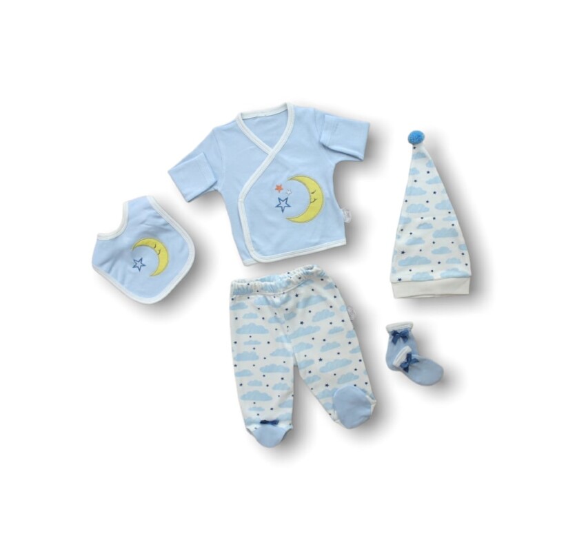 Wholesale Baby Boys 5-Piece Newborn Set 0-3M Tomuycuk 1074-15278 - 1