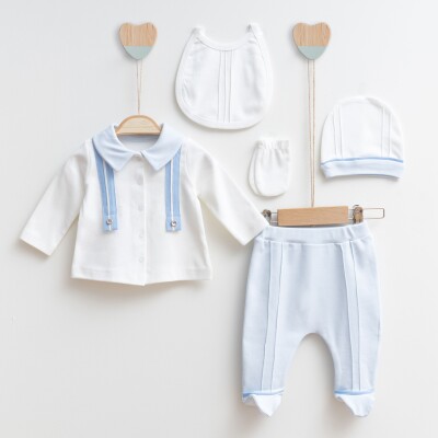 Wholesale Baby Boys 5-Piece Newborn Set 0-6M Miniborn 2019-5006 Blue