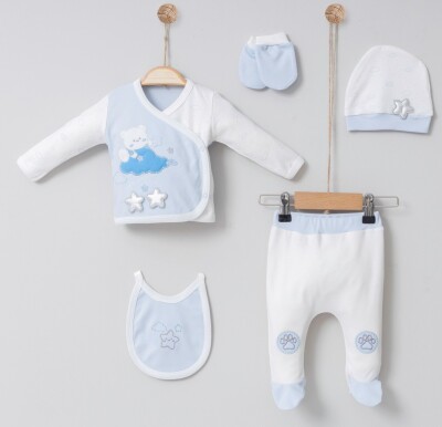 Wholesale Baby Boys 5-Piece Newborn Set 0-6M Miniborn 2019-5010 Blue