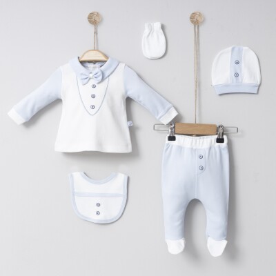 Wholesale Baby Boys 5-Piece Newborn Set 0-6M Miniborn 2019-5019 Blue