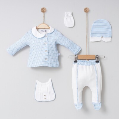 Wholesale Baby Boys 5-Piece Newborn Set 0-6M Miniborn 2019-5023 Blue