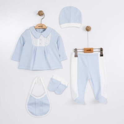 Wholesale Baby Boys 5-Piece Newborn Set 0-6M Miniborn 2019-5041 Blue