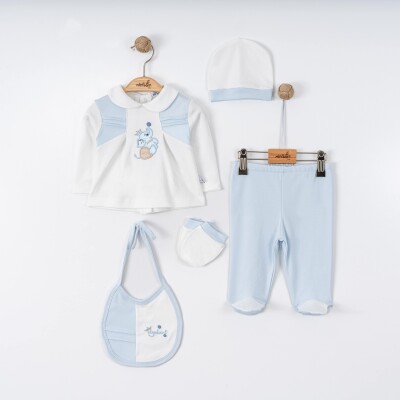 Wholesale Baby Boys 5-Piece Newborn Set 0-6M Miniborn 2019-5046 Blue