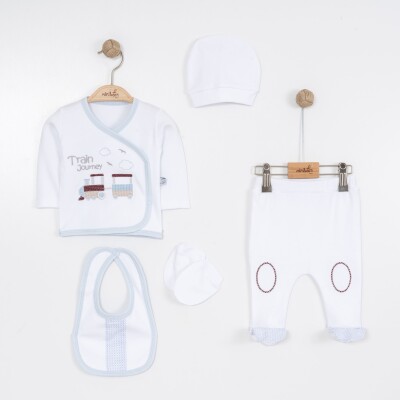 Wholesale Baby Boys 5-Piece Newborn Set 0-6M Miniborn 2019-5052 White