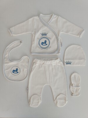 Wholesale Baby Boys 5-Pieces Newborn Set 0-3M Tomuycuk 1074-15307-A - 1