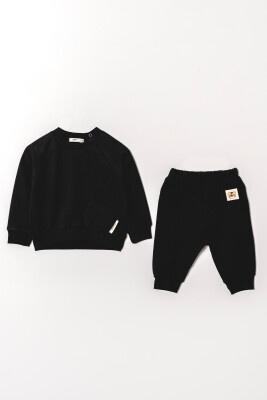 Wholesale Baby Boys Basic Tracksuit Set 6-18M Tuffy 1099-0822 Black