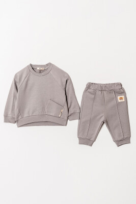 Wholesale Baby Boys Basic Tracksuit Set 6-18M Tuffy 1099-0822 Gray