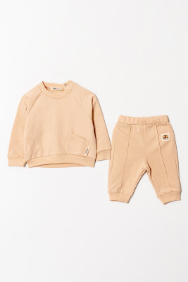 Wholesale Baby Boys Basic Tracksuit Set 6-18M Tuffy 1099-0822 Beige