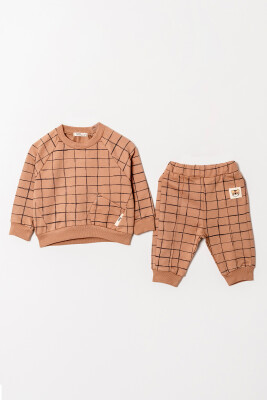 Wholesale Baby Boys Basic Tracksuit Set 6-18M Tuffy 1099-0822 Brown3