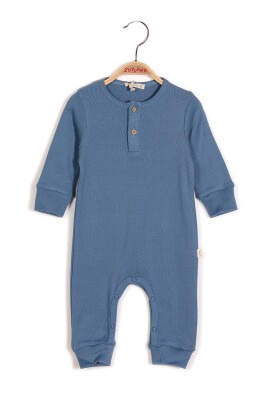 Wholesale Baby Boys Jumpsuit with Button Gots Certificate 100% Organic Cotton 0-24M Zeyland 1070-232 Синий