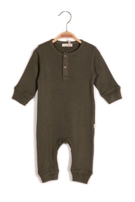 Wholesale Baby Boys Jumpsuit with Button Gots Certificate 100% Organic Cotton 0-24M Zeyland 1070-232 Khaki
