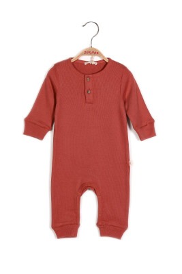 Wholesale Baby Boys Jumpsuit with Button Gots Certificate 100% Organic Cotton 0-24M Zeyland 1070-232 Tile Red 
