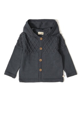 Wholesale Baby Boys Knitwear Cardigan 3-12M Uludağ Triko 1061-21050 Smoked Color