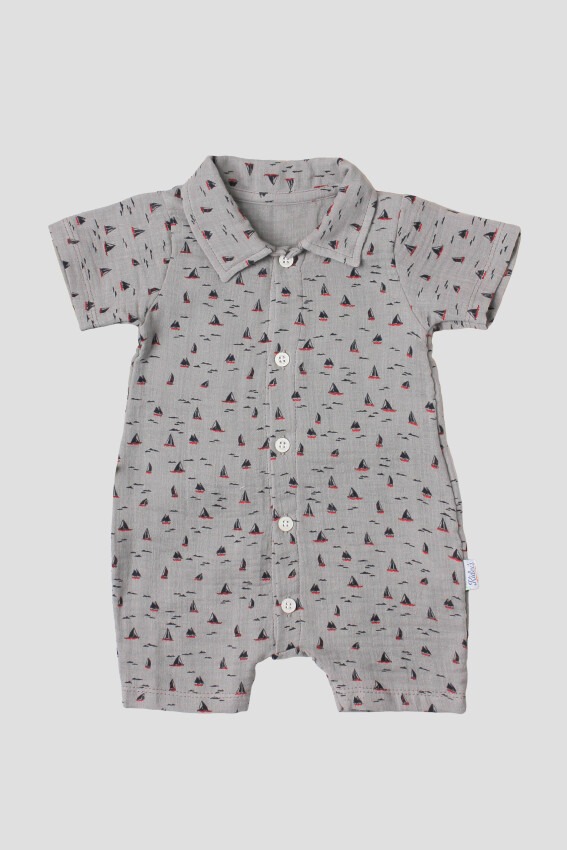 Wholesale Baby Boys Muslin Printed Rompers 3-12M Kidexs 1026-60135 - 2