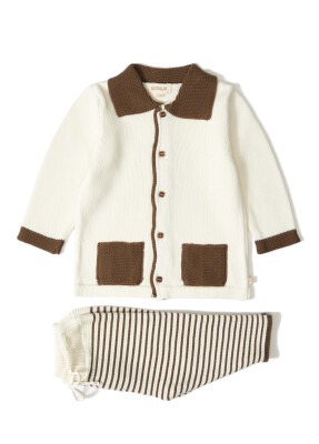 Wholesale Baby Boys Organic Cardigan Cotton Outfit 3-12M Uludağ Triko 1061-21032 - 2
