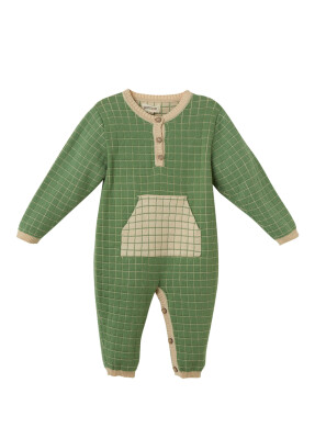 Wholesale Baby Boys Organic Cotton Jumpsuite 3-18M Uludağ Triko 1061-21129 Green
