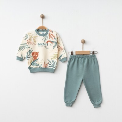 Wholesale Baby Boys Patterned Tracksuit Set 9-18M Hoppidik 2017-2361 - Hoppidik