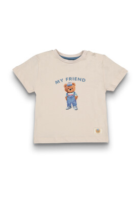 Wholesale Baby Boys Printed T-Shirt 6-18M Tuffy 1099-1701 Beige