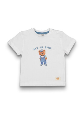 Wholesale Baby Boys Printed T-Shirt 6-18M Tuffy 1099-1701 Ecru