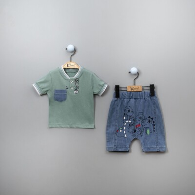 Wholesale Baby Boys Printed T-shirt and Shorts Kumru Bebe 1075-3809 - Kumru Bebe