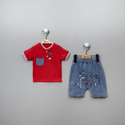 Wholesale Baby Boys Printed T-shirt and Shorts Kumru Bebe 1075-3809 - Kumru Bebe (1)