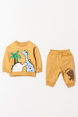 Wholesale Baby Boys Printed Tracksuit Set 6-18M Tuffy 1099-0803 Mustard