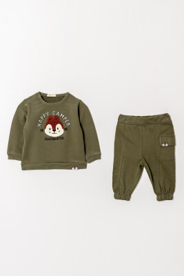 Wholesale Baby Boys Printed Tracksuit Set 6-18M Tuffy 1099-0805 Khaki