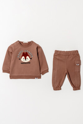 Wholesale Baby Boys Printed Tracksuit Set 6-18M Tuffy 1099-0805 Brown3