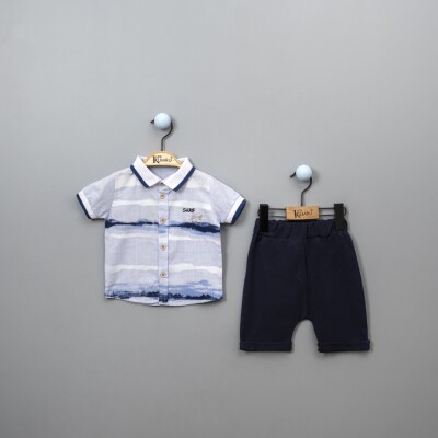 Wholesale Baby Boys Shirt Set with Shorts 6-18M Kumru Bebe 1075-3845 Синий