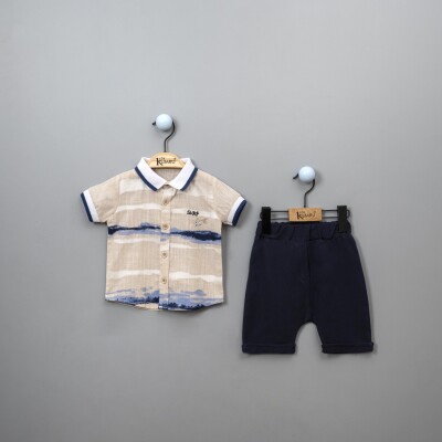 Wholesale Baby Boys Shirt Set with Shorts 6-18M Kumru Bebe 1075-3845 Бежевый 