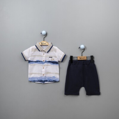 Wholesale Baby Boys Shirt Set with Shorts 6-18M Kumru Bebe 1075-3845 Белый 