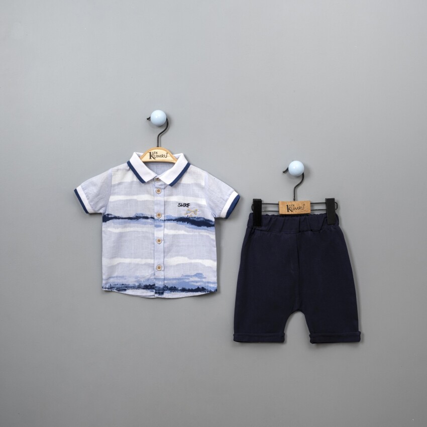 Wholesale Baby Boys Shirt Set with Shorts 6-18M Kumru Bebe 1075-3845 - 3