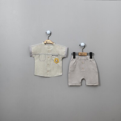 Wholesale Baby Boys Shirt Set with Shorts 6-18M Kumru Bebe 1075-3848 Мятно-зеленый