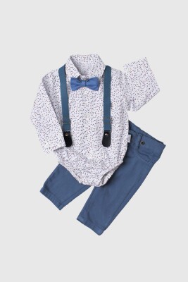 Wholesale Baby Boys Suit Set with Shirt Pants and Suspender 6-24M Kidexs 1026-35038 - Kidexs
