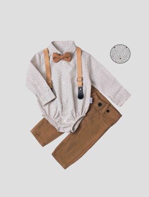 Wholesale Baby Boys Suit Set with Shirt Pants Bowtie and Suspender 6-24M Kidexs 1026-35036 - Kidexs