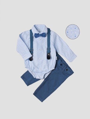 Wholesale Baby Boys Suit Set with Shirt Pants Bowtie and Suspender 6-24M Kidexs 1026-35036 - Kidexs (1)