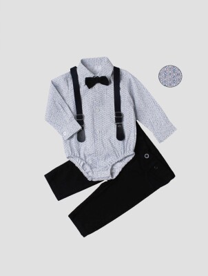 Wholesale Baby Boys Suit Set with Shirt Pants Bowtie and Suspender 6-24M Kidexs 1026-35036 Navy 