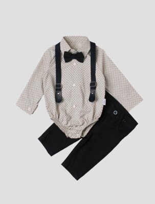 Wholesale Baby Boys Suit Set with Shirt Pants Bowtie and Suspender 6-24M Kidexs 1026-35042 - Kidexs
