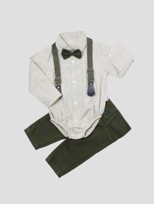 Wholesale Baby Boys Suit Set with Shirt Pants Bowtie and Suspender 6-24M Kidexs 1026-35042 - Kidexs (1)