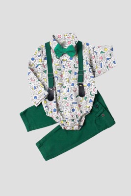 Wholesale Baby Boys Suit Set with Shirt Pants Bowtie and Suspender 6-24M Kidexs 1026-35044 - Kidexs