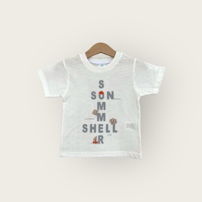 Wholesale Baby Boys T-shirt 1-4Y Algiy Mini 2047-3562 Ekru