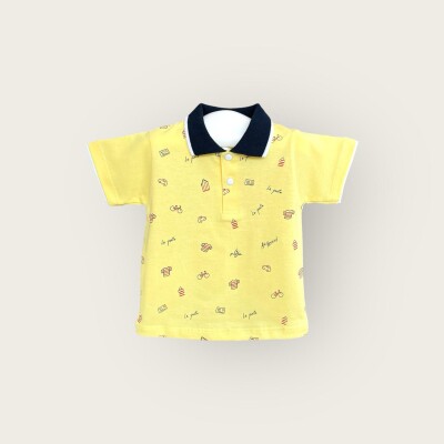 Wholesale Baby Boys T-shirt 6-18M Algiy Mini 2047-3550 Light Yellow